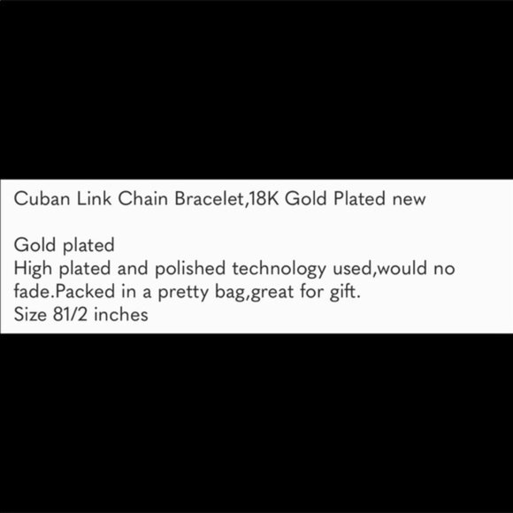 Cuban Link Chain Bracelet,18K Gold Plated new - Picture 4 of 5
